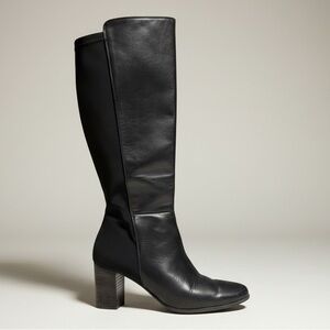 Paul Green Black Leather Knee High Block Heel Boots Size 7 UK 9 US Thermo Sole